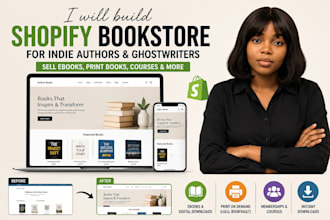 build a shopify bookstore for authors, ebooks, and print on demand