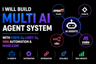 build multi ai agent systems with crewai, lindy ai, n8n automation and make com