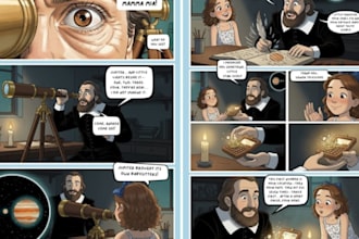 create comic book illustrations, book illustration, children book illustration