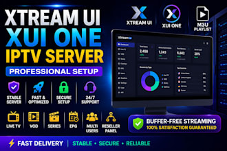 create stable admin server with xtream UI xui one and m3u playlist