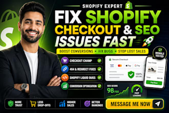 fix shopify checkout, bugs, SEO issues and conversion problems