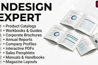 design adobe indesign project, brochure catalog, user workbook, training guide