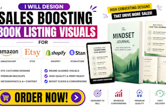 design sales boosting book listing visuals for amazon etsy shopify stan store