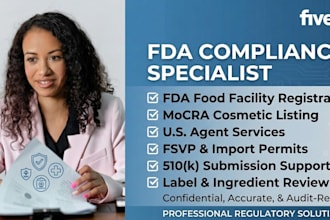 do fda registration, mocra compliance, fsvp, 510k and US agent