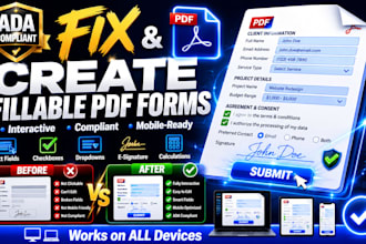 create ada compliant interactive fillable PDF forms and fix broken document