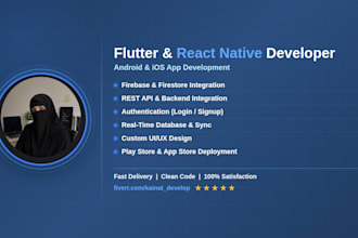 develop flutter, react native mobile app for android and ios