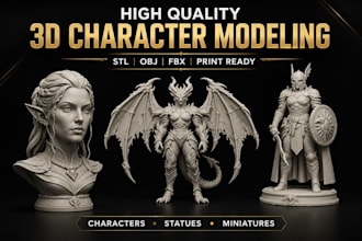 sculpt high quality 3d characters, 3d models and statues for 3d printing