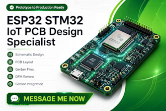 design a reliable esp32 stm32 iot pcb schematic and layout ready for production