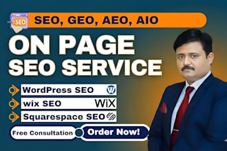 do onpage SEO GEO aeo and aio service for wordpress wix squarespace