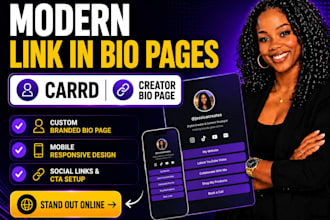 design a modern custom link in bio page for creators and brands