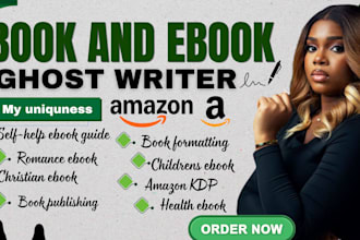 ghostwrite romance novel, self help book, memoir, and mental health ebook