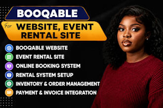 design a booqable website, event rental site, online booking, rental system
