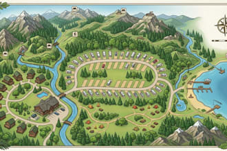 illustrate rv park maps and adventure trail navigation maps