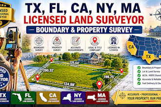 tx, fl, ca, ny, ma licensed land surveyor boundary and property survey