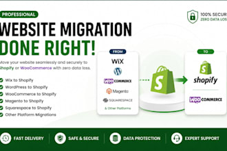 wordpress to shopify wix squarespace magento to shopify or woocommerce migration