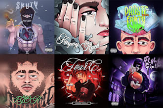 design a dope cartoon rap cover art for your album