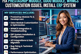 fix prestashop module odoo module whmcs customization issues install erp system
