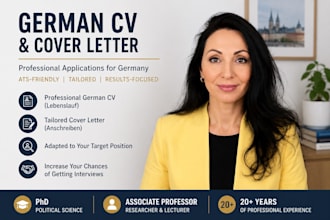create  german CV and motivation letter for jobs in germany
