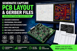 do schematic capture, pcb layout and gerber files for manufacturing
