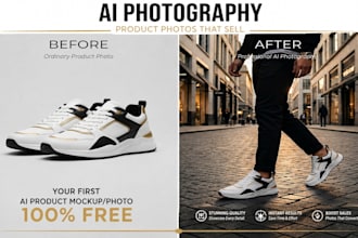 create realistic ai product photography, ai photoshoot and product mockups