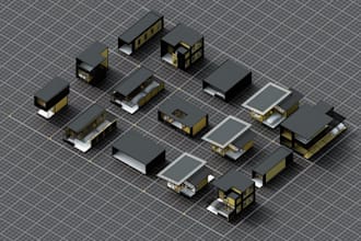 design 3d modular housing concept, massing design, modern prefab villas
