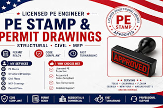 civil and structural mep engineer for usa tx, ma, ca fl, ny, ga permit approval