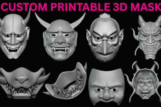 design oni anime halloween cosplay dj japanese custom 3d mask printable stl file