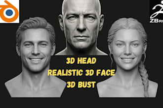 sculpt 3d head realistic 3d face 3d bust 3d character for stl and resin printing
