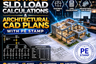 design electrical sld, load calculations and architectural cad plans with stamp