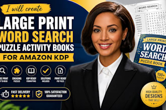create large print word search puzzle activity books for amazon KDP