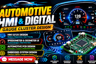 develop automotive hmi digital gauge cluster ui, speedometer odometer pcb