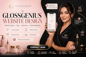 design glossgenius website online booking beauty salon skincare business spa