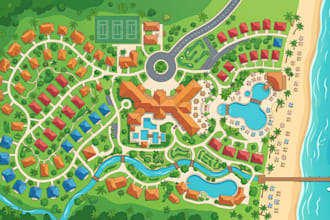 design custom resort maps, campground maps, rv park maps, property layout maps
