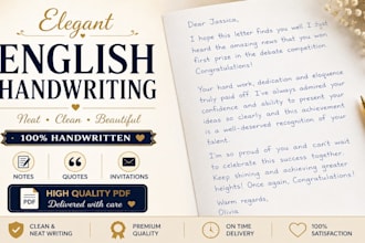 create elegant english handwritten notes and pages