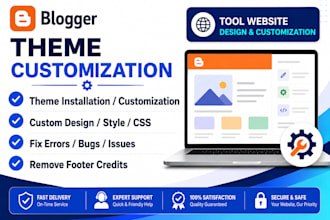 customize any blogger theme, single page and tools website