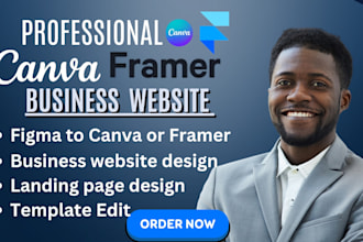 design responsive business canva framer landing page website design canva edit