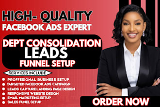 dept consolidation leads funding leads dept relief leads facebook ads video ads