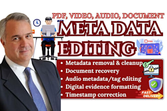 do  metadata editing, file analysis, data correction for document, audio, image