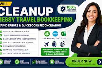cleanup messy travel bookkeeping refund errors and quickbooks reconciliation