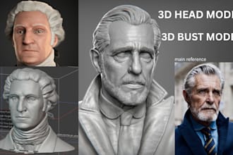 sculpt realistic 3d head print and paint model 2d to 3d model 3d printed head