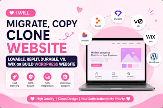 migrate, copy clone lovable,replit, durable,v0 to wix or build wordpress website