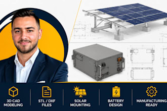 battery cad, solar mounting drawing, power cad fusion360 autocad expert stl dxf
