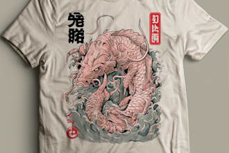 japanese t shirt illustration and t shirt design