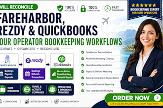 reconcile fareharbor rezdy and quickbooks tour operator bookkeeping workflows