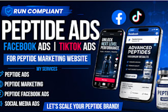 run compliant peptide ads, facebook ads tiktok ads for peptide marketing website