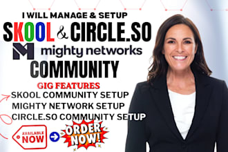 do skool community setup, mighty network, circle so