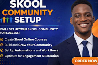 setup skool community, skool online course, and skool community manager
