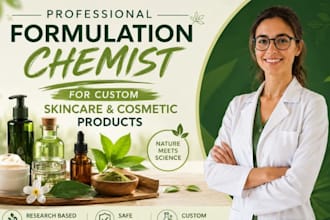 develop formulas for cosmetic formulation, skincare, hair care, organic product