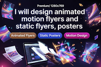 design animated motion flyers and static flyers, posters