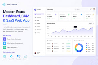 build modern react admin dashboard, CRM and saas web app